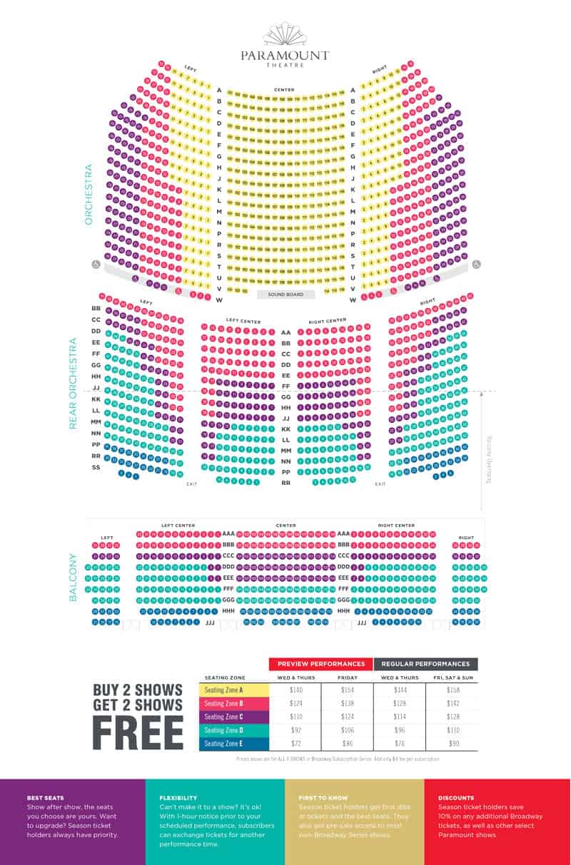 Broadway Seating Map Paramount Theatre